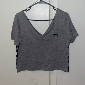 PINK wide v-neck tee